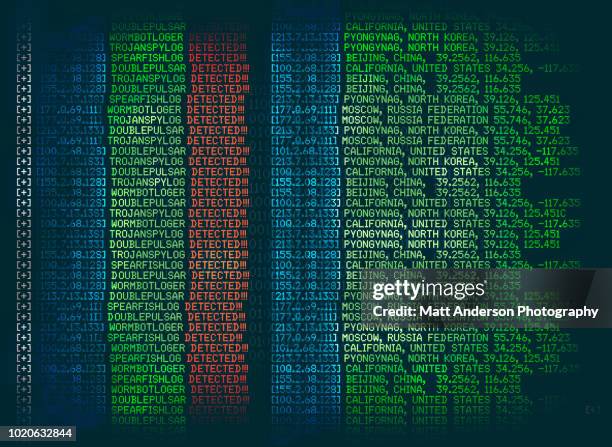 screengrab of fictitious malicious coding - programmazione televisiva foto e immagini stock
