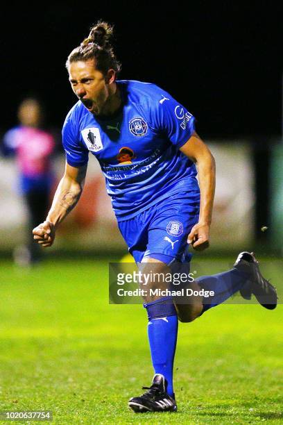 Jonatan GERMANO of Avondale celebrates a goal during the FFA Cup round of 16 match between Avondale FC and Devonport Strikers at ABD Stadium on...