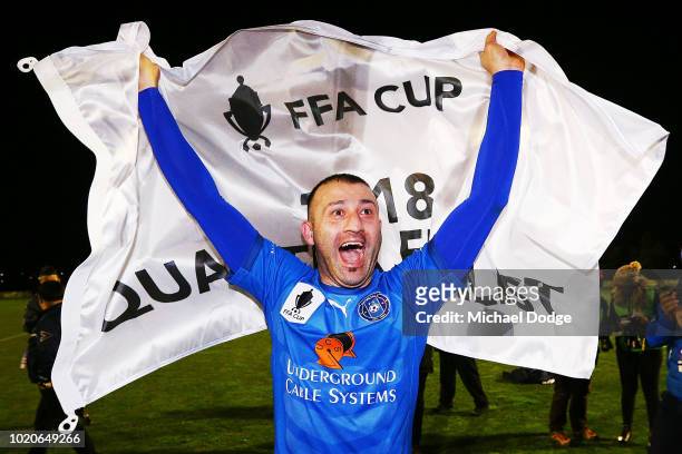 Ramazan TAVSANCIOGLU of Avondale celebrates the win during the FFA Cup round of 16 match between Avondale FC and Devonport Strikers at ABD Stadium on...