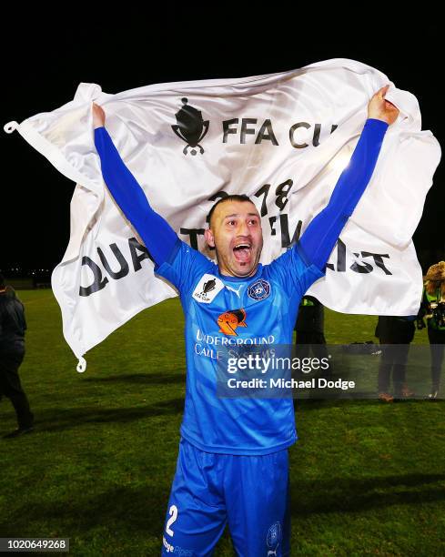 Ramazan TAVSANCIOGLU of Avondale celebrates the win during the FFA Cup round of 16 match between Avondale FC and Devonport Strikers at ABD Stadium on...