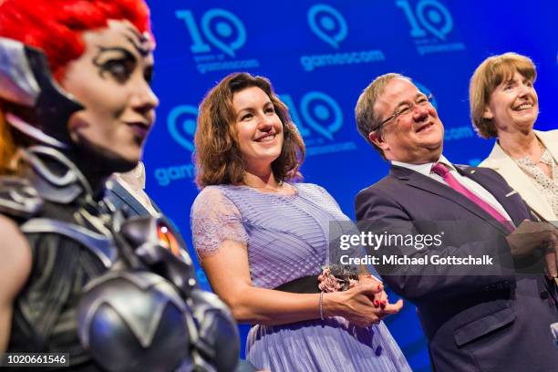 German State Minister for Digitization Dorothee Baer , Prime Minister of German state of Northrhine-Westfalia, Armin Laschet, and Major of Cologne,...