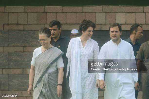 Former President of Indian National Congress, Sonia Gandhi, President of Indian National Congress, Rahul Gandhi and Indian Politician, Priyanka...