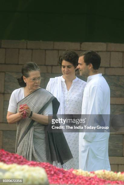 Former President of Indian National Congress, Sonia Gandhi, President of Indian National Congress, Rahul Gandhi and Indian Politician, Priyanka...