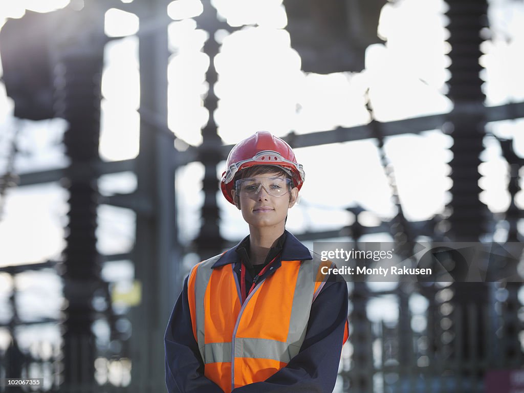 Female Worker At Power Station