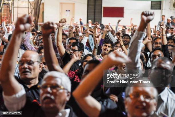 People at 'Jawaab Do, Who killed Dabholkar?' an event organised on the occasion of the 5th death anniversary of Dr. Narendra Dabholkar by Maharashtra...