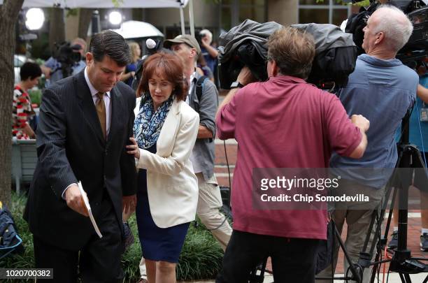 Kathleen Manafort , wife of former Trump campaign chairman Paul Manafort, walks past television cameras as she arrives at the Albert V. Bryan U.S....