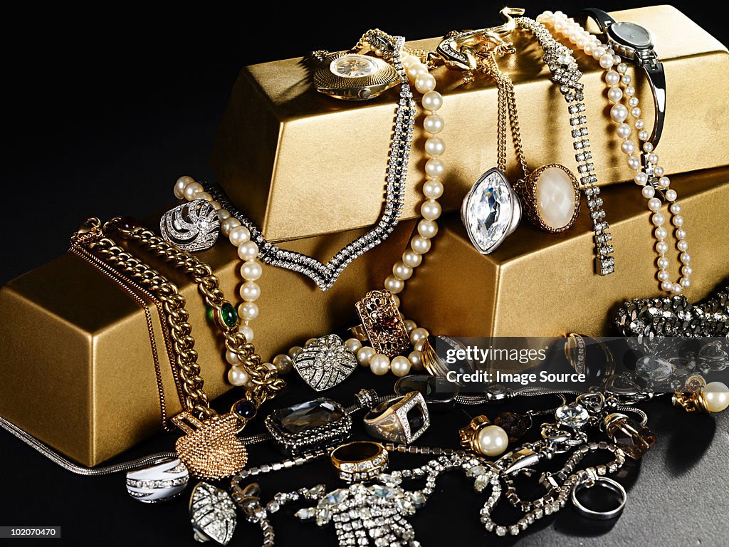 Jewelry and gold bars