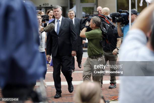 Kevin Downing, lead lawyer for former Donald Trump Campaign Manager Paul Manafort, speaks to members of the media while arriving at District Court in...