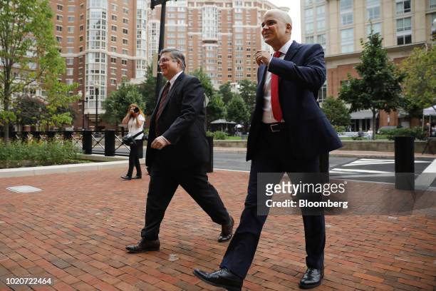 Richard Westling, co-counsel for former Donald Trump Campaign Manager Paul Manafort, left, and Jay Nanavati, co-counsel for Manafort, arrive at...