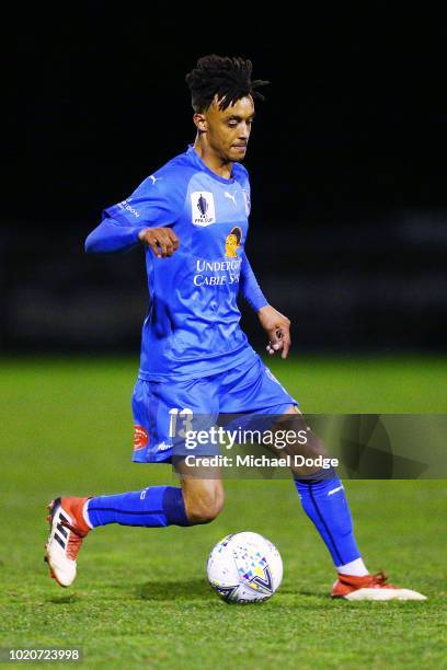 Yitay TOWNS of Avondale of Avondale runs with the ball during the FFA Cup round of 16 match between Avondale FC and Devonport Strikers at ABD Stadium...