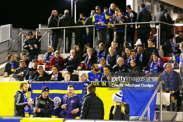 Devonport fans show their support during the FFA Cup round of 16 match between Avondale FC and Devonport Strikers at ABD Stadium on August 21, 2018...