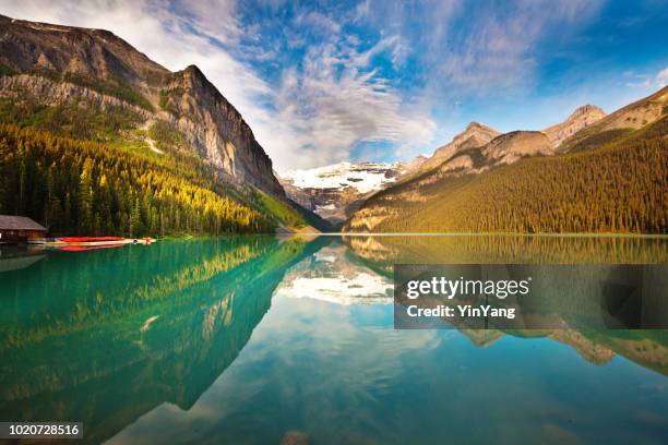 lake louise morning in banff national park of canada - lake louise stock pictures, royalty-free photos & images