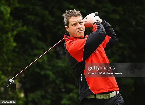 James Barr of Chilli Dip Golf Academy tees off on the 2nd hole during the Powerade PGA Assistants' Championship Regional Qualifier at Penwortham Golf...