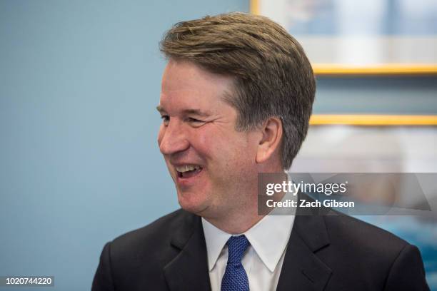 Supreme Court Nominee Brett Kavanaugh meets with Sen. Susan Collins in her office on Capitol Hill on August 21, 2018 in Washington, DC. The...