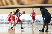 Co-ed high school basketball practice