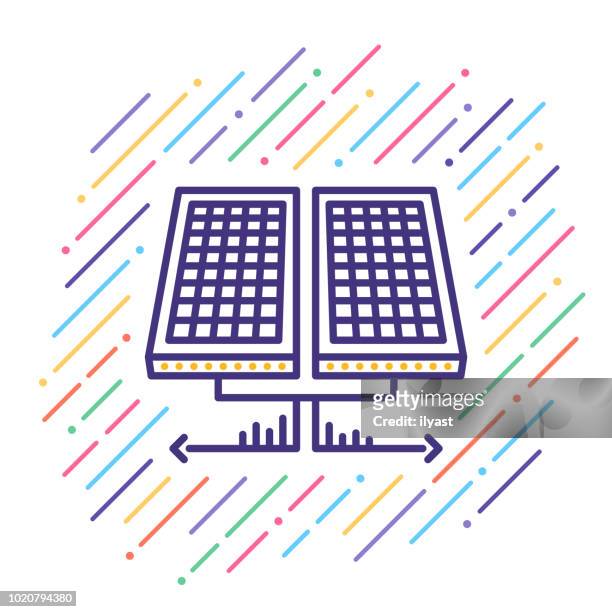 solar panel line icon - panel solar stock illustrations