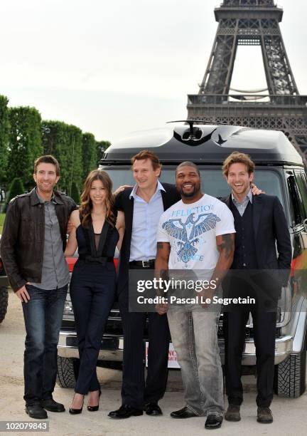 Actors Sharlto Copley, Jessica Biel, Liam Neeson, Quinton 'Rampage' Jackson and Bradley Cooper attend a photocall for the Joe Carnahan's film...