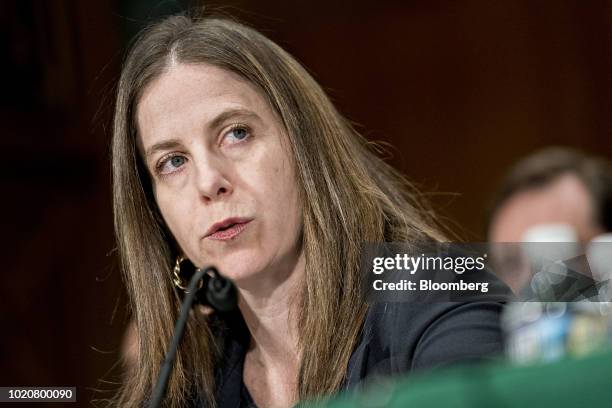 Sigal Mandelker, undersecretary of terrorism and financial crimes at the U.S. Treasury, speaks during a Senate Banking Committee hearing in...