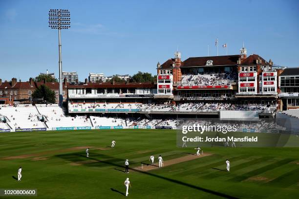 General view of play during day three of the Specsavers County Championship Division One match between Surrey and Lancashire at The Kia Oval on...