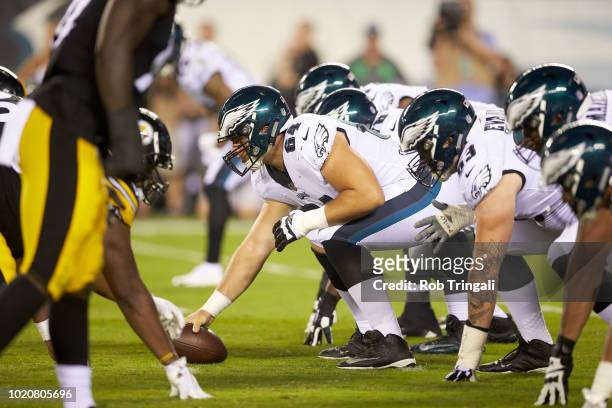 Philadelphia Eagles Jon Toth at line of scrimmage vs Pittsburgh Steelers during preseason game at Lincoln Financial Field. Philadelphia, PA 8/9/2018...