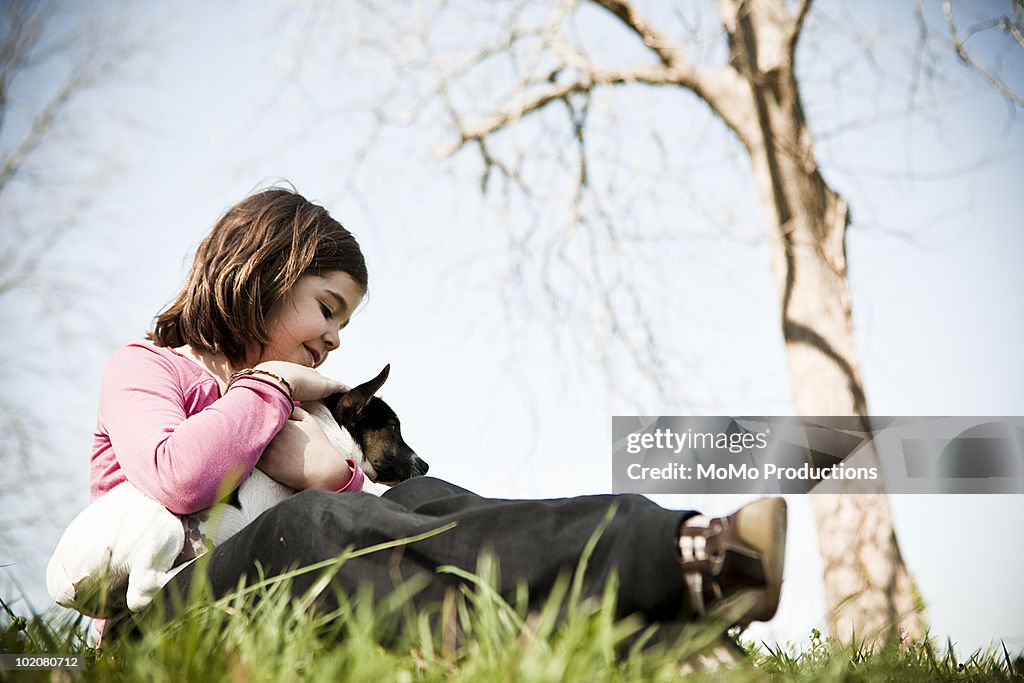 Girl with dog.