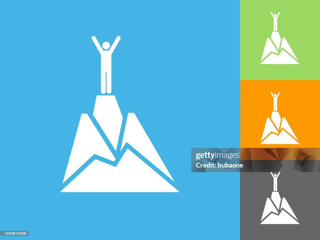Top of the Mountain Flat Icon on Blue Background