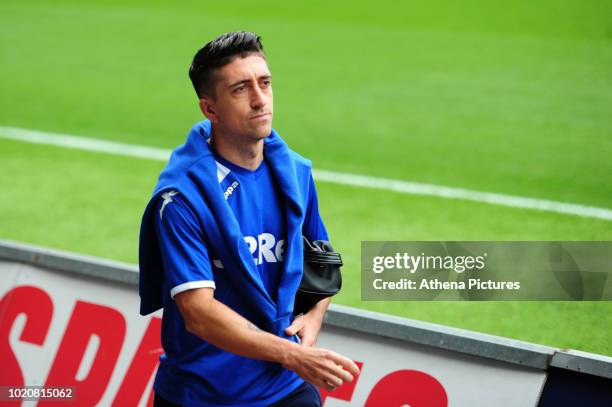 Pablo Hernandez of Leeds United arrives for the Sky Bet Championship match between Swansea City and Leeds United at the Liberty Stadium on August 21,...