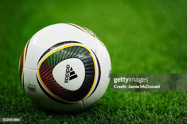 The matchball Jabulani prior to the 2010 FIFA World Cup South Africa Group F match between Italy and Paraguay at Green Point Stadium on June 14, 2010...