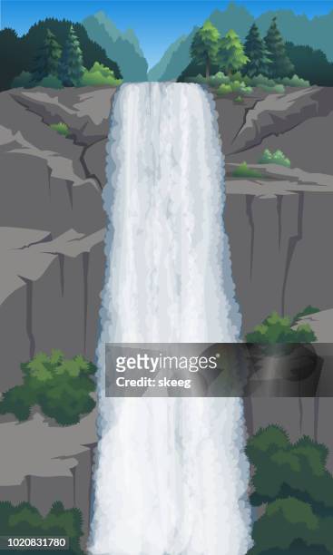 山瀑布 - waterfall 幅插畫檔、美工圖案、卡通及圖標