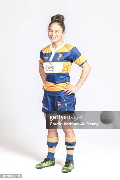 Sapphire Tapsell poses during a Bay Of Plenty Women's Farah Palmer Cup Rugby headshot session on August 21, 2018 in Mount Maunganui, New Zealand.