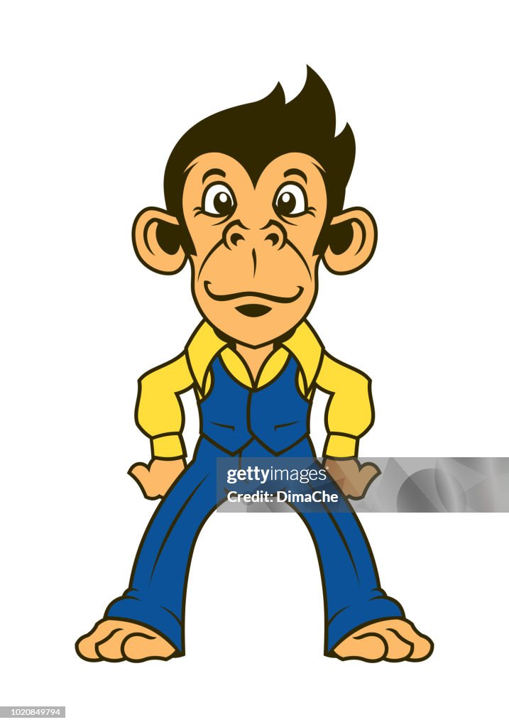 Cartoon Monkey Character In Shirt Trousers And Waistcoat High-Res Vector  Graphic - Getty Images