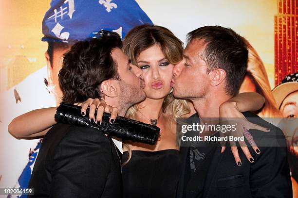 Michael Youn, Isabelle Funaro and Stephane Rousseau attend the "Fatal" Paris Premiere at Le Grand Rex on June 14, 2010 in Paris, France.