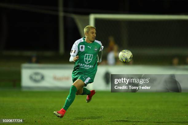Christopher Lucas of Bentleigh in action during the FFA Cup round of 16 match between Broadmeadow Magic and Bentleigh Greens at Magic Park on August...