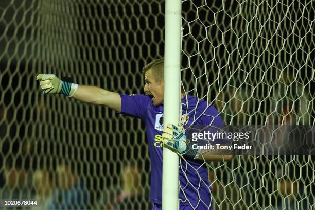 Paul Bitz of Broadmeadow during the FFA Cup round of 16 match between Broadmeadow Magic and Bentleigh Greens at Magic Park on August 21, 2018 in...