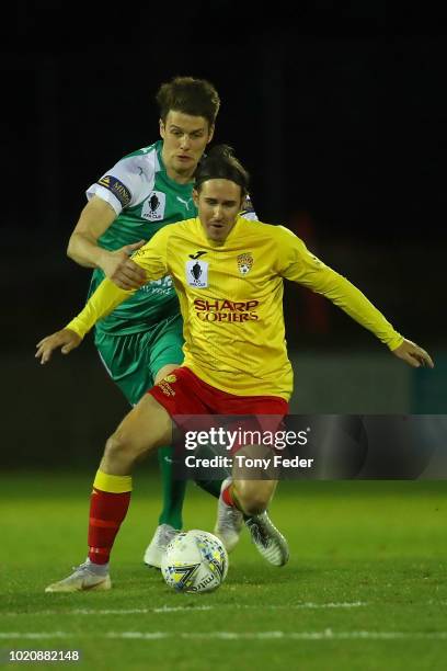 Kale Bradbery of Broadmeadow controls the ball during the FFA Cup round of 16 match between Broadmeadow Magic and Bentleigh Greens at Magic Park on...