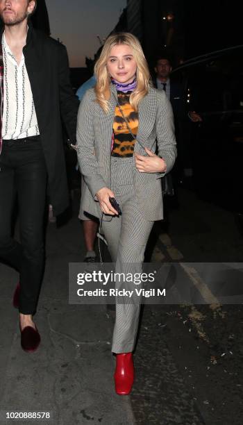 Chloe Grace Moretz seen on a night out arriving at Gymkhana restaurant in Mayfair on August 21, 2018 in London, England.