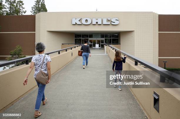 Customers enter a Kohl's store on August 21, 2018 in San Rafael, California. Kohl's reported better than expected second quarter earnings with...