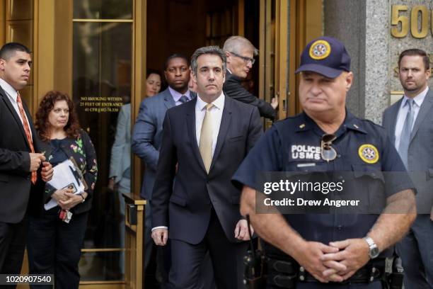 Michael Cohen, President Donald Trump's former personal attorney and fixer, exits federal court, August 21, 2018 in New York City. Cohen reached an...