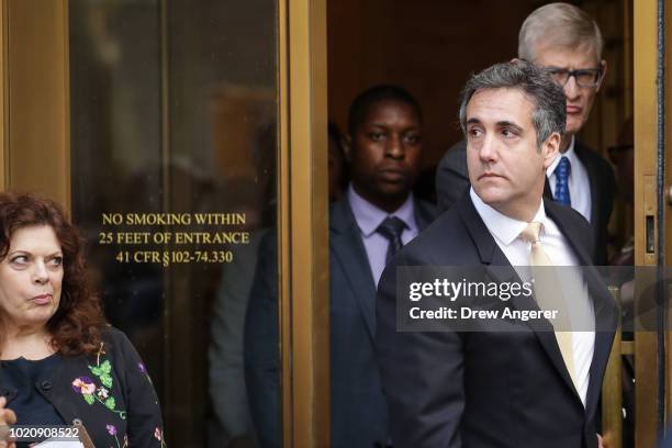 Michael Cohen, President Donald Trump's former personal attorney and fixer, exits federal court, August 21, 2018 in New York City. Cohen reached an...