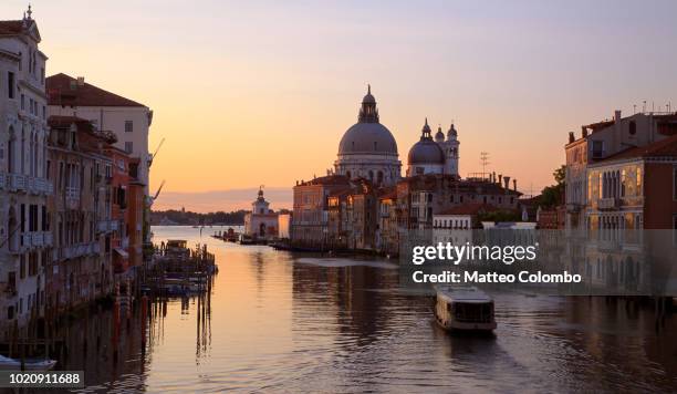 grand canal at sunrise, venice, italy - gondola stock pictures, royalty-free photos & images