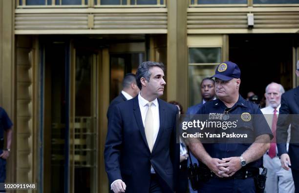 Michael Cohen, former lawyer to U.S. President Donald Trump, exits the Federal Courthouse on August 21, 2018 in New York City. Cohen reached an...