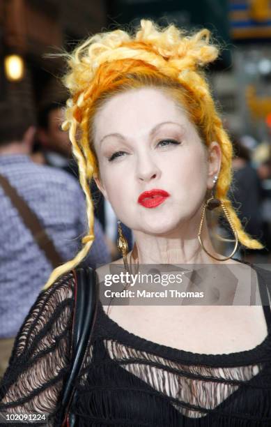 Musician Cyndi Lauper visits "Late Show With David Letterman" at the Ed Sullivan Theater on June 14, 2010 in New York City.