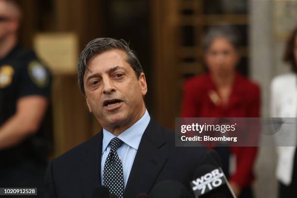 Robert Khuzami, deputy U.S. Attorney for the Southern District of New York, speaks to members of the media outside federal court in New York, U.S.,...