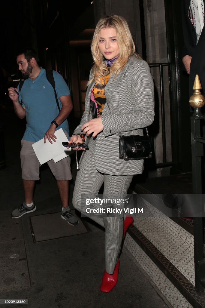 Chloe Grace Moretz seen on a night out leaving Gymkhana restaurant in