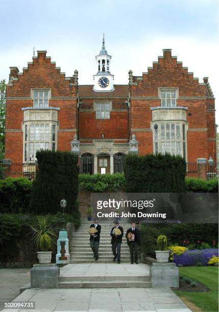 Pupils outside Harrow School in north-west London, 25th April 2003. Harrow is one of the best known British public schools, privately educating some...