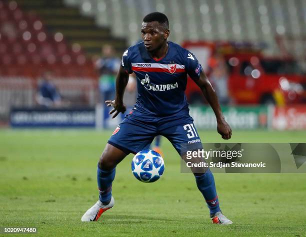 El Fardou Ben Nabouhane of Crvena Zvezda in action during the UEFA Champions League Play Off First Leg match between FK Crvema Zvezda and FC Red Bull...