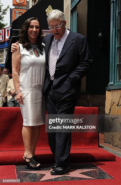 Composer and songwriter Randy Newman with his wife Gretchen Preece at his star presentation ceremony on the Hollywood Walk of Fame in Hollywood on...