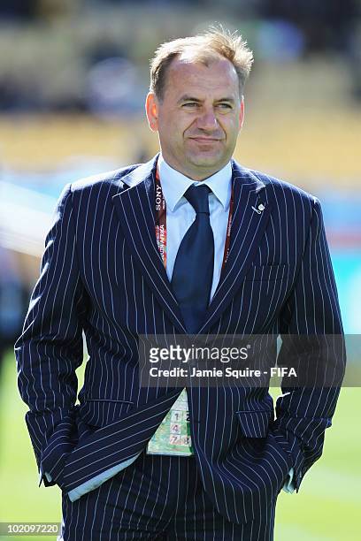 Vladimir Weiss head coach of Slovakia looks on prior to the 2010 FIFA World Cup South Africa Group F match between New Zealand and Slovakia at the...