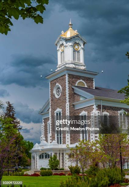 logan tabernacle in the springtime - logan utah stock pictures, royalty-free photos & images