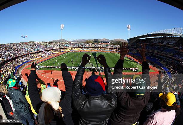 General view as fans watch the 2010 FIFA World Cup South Africa Group F match between New Zealand and Slovakia at the Royal Bafokeng Stadium on June...